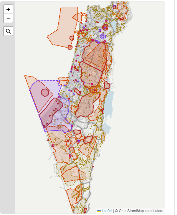 מפת אזורי הטיסה של האפליקציה — אזורים אסורים, מוגבלים ובועות סופ״ש על מפת ישראל